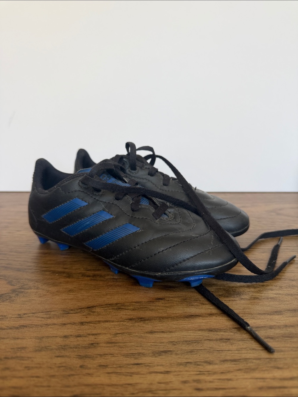 adidas Kids Black and Blue Soccer Cleats